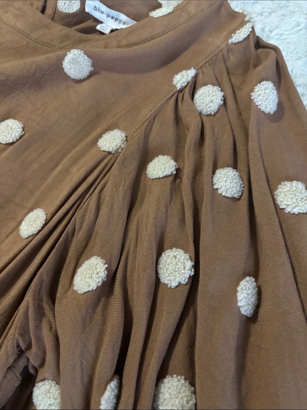 Blu Pepper Brown Dress with Cream Polka Dots - Picture 3 of 6